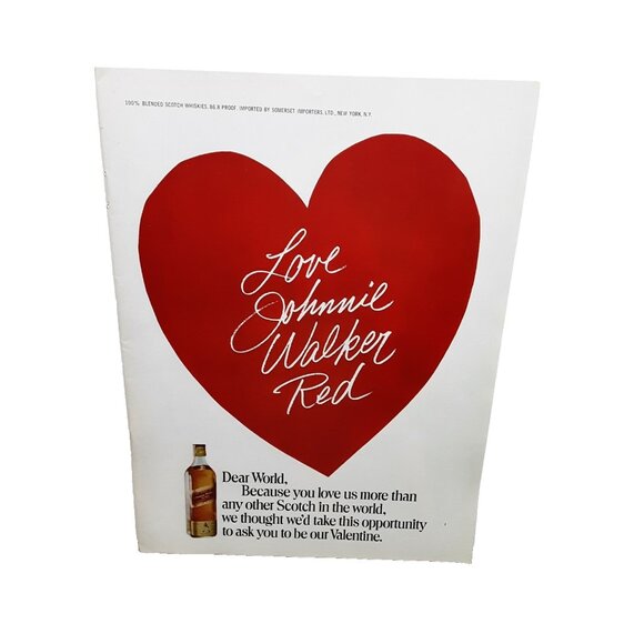 Johnnie Walker Red Other - 1973 Vintage Johnnie Walker Red Ad – Valentine Heart Love Scotch Whisky